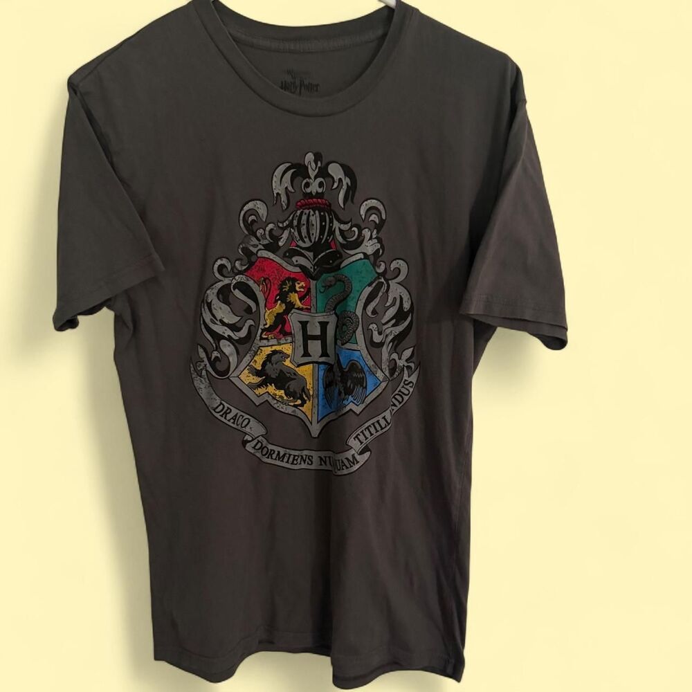 Harry Potter T-Shi Harry Potter T-Shirt Unisex M Grey Hogwarts Crest Graphic
